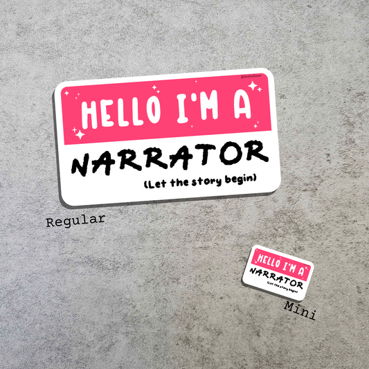 Waterproof Die-Cut Vinyl Sticker — Mock Name Tag: Hello, I'm a Narrator