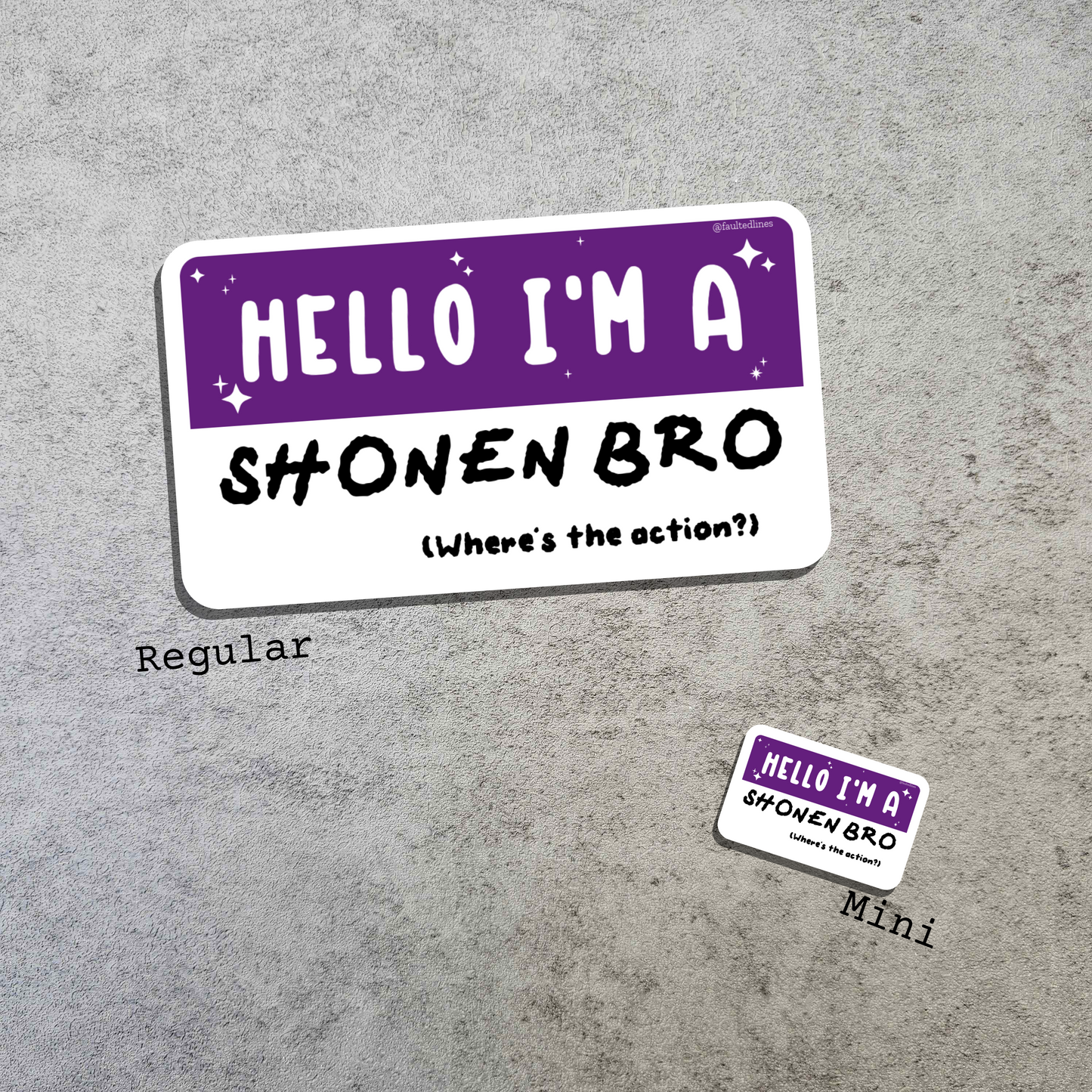 Waterproof Die-Cut Vinyl Sticker — Mock Name Tag: Hello, I'm a Shonen Bro
