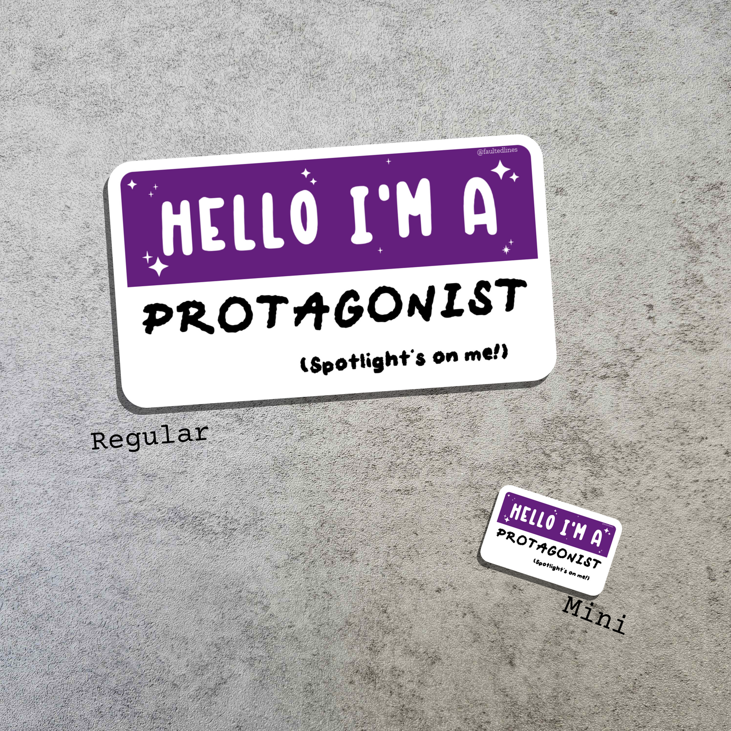 Waterproof Die-Cut Vinyl Sticker — Mock Name Tag: Hello, I'm a Protagonist
