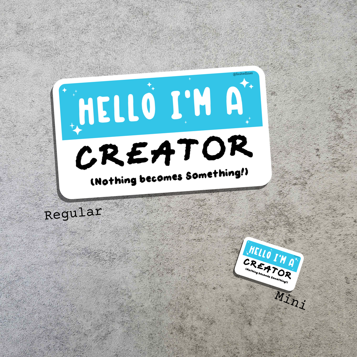 Waterproof Die-Cut Vinyl Sticker — Mock Name Tag: Hello, I'm a Creator