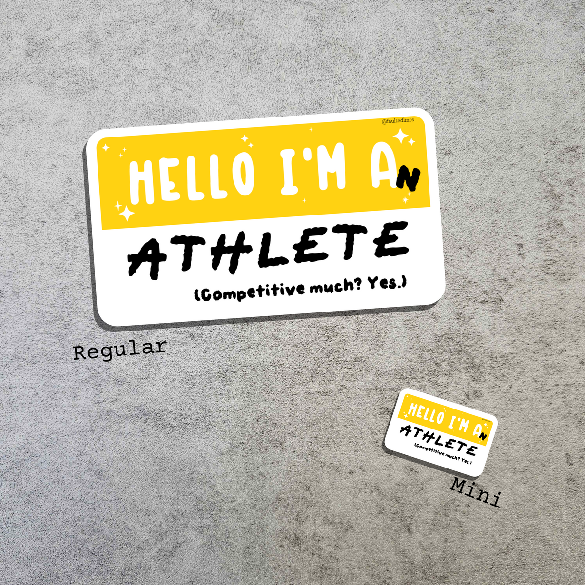 Waterproof Die-Cut Vinyl Sticker — Mock Name Tag: Hello, I'm an Athlete