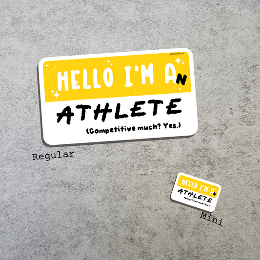 Waterproof Die-Cut Vinyl Sticker — Mock Name Tag: Hello, I'm an Athlete