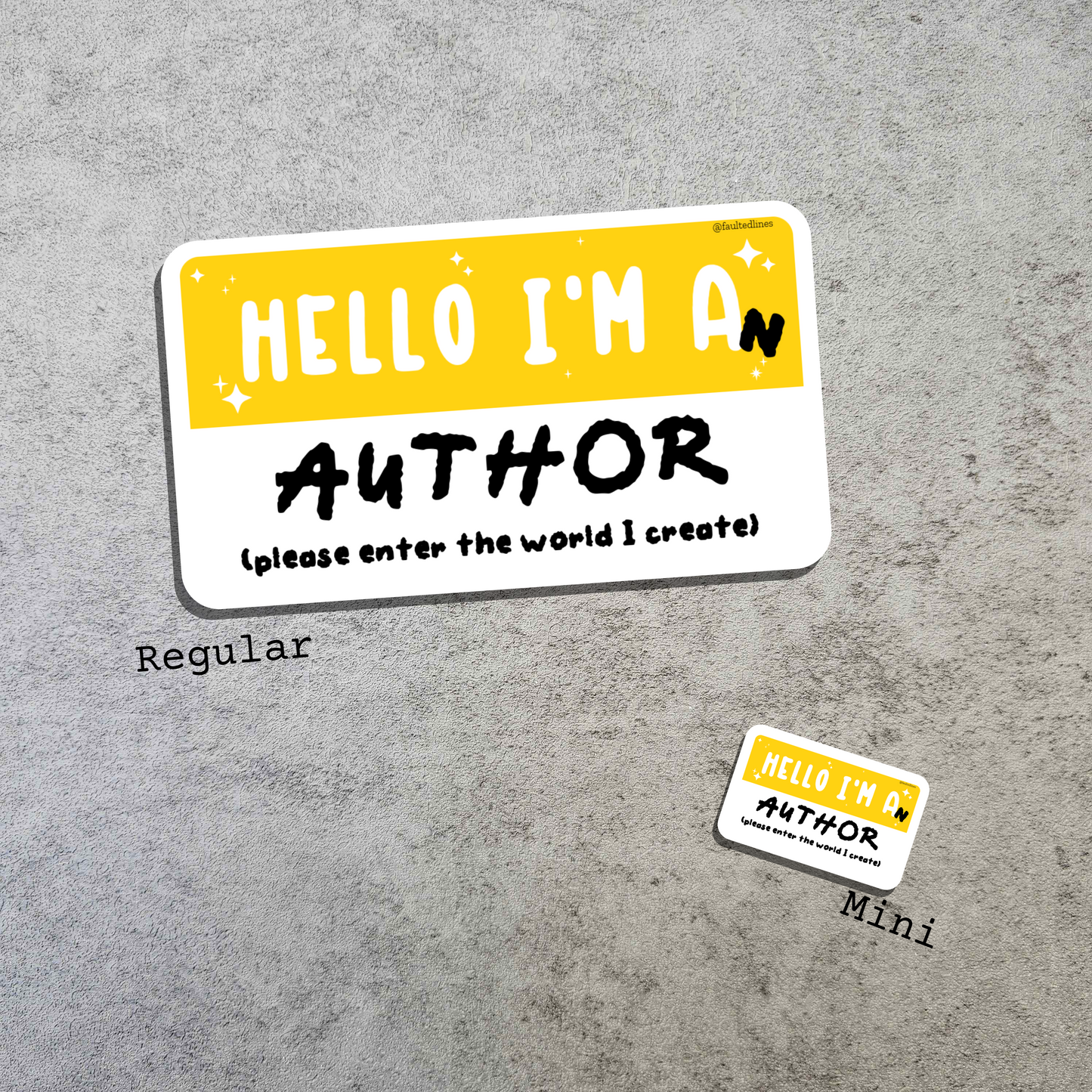 Waterproof Die-Cut Vinyl Sticker — Mock Name Tag: Hello, I'm an Author
