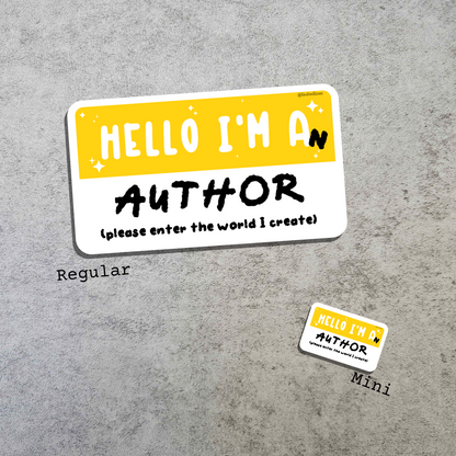 Waterproof Die-Cut Vinyl Sticker — Mock Name Tag: Hello, I'm an Author