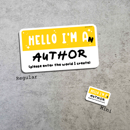 Waterproof Die-Cut Vinyl Sticker — Mock Name Tag: Hello, I'm an Author