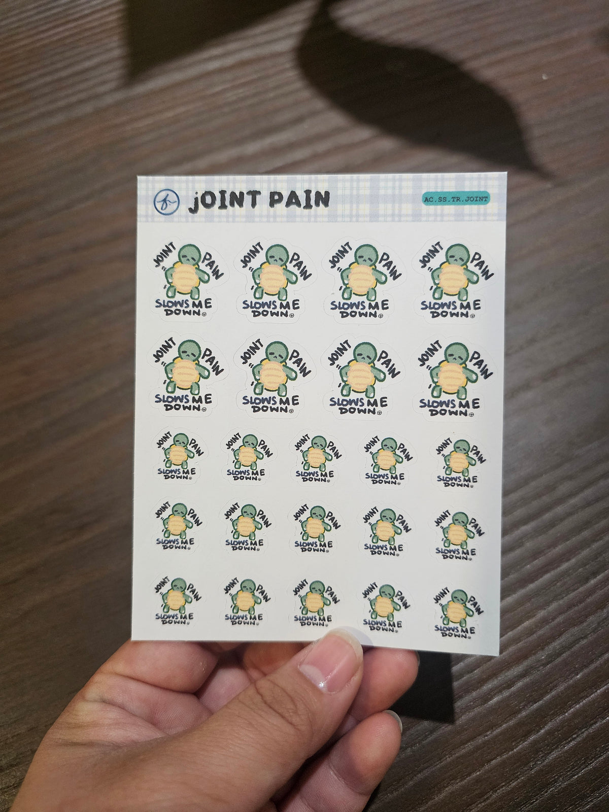 Joint Pain Slows Me Down — Tart the Turtle | Sticker Sheet | 3.5" × 4.5"