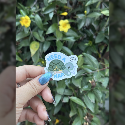 Die-Cut Vinyl Sticker — Tart the Turtle: I Need a Nap