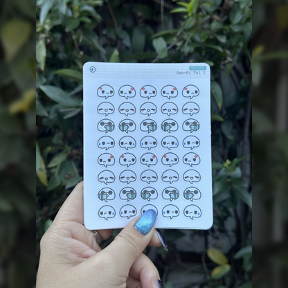 Paper Sticker Sheet — Emotional Bubbles: Gen-Ki Vol. 2 | 4.25" x 3.5"